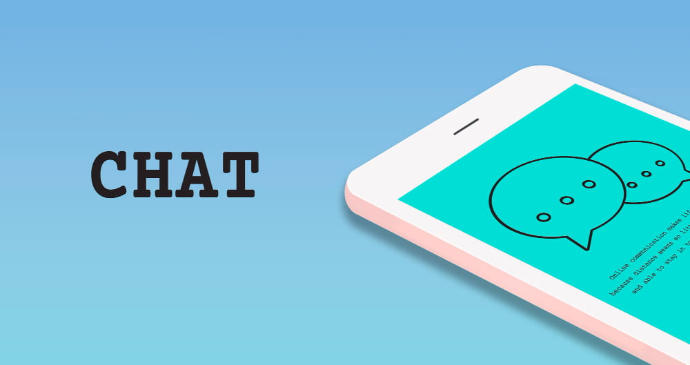 image vectorielle d'un téléphone avec un Chatbot IA entreprise affiché sur l'écran et un texte "CHAT" à côté